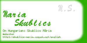 maria skublics business card